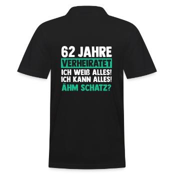 Marriage Aquarium Wedding 62 Years Married Wedding - Men's Polo Shirt - black - Back - Kai (181cm)