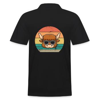 Büffel Rind Ochsen - Männer Poloshirt - Schwarz - Hinten - Kai (181cm)