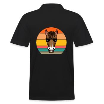 Reiten Pferd - Männer Poloshirt - Schwarz - Hinten - Kai (181cm)