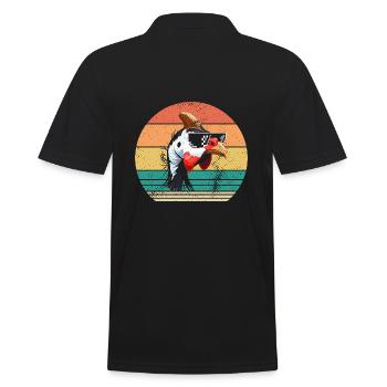 Hühner Hahn Perlhuhn - Männer Poloshirt - Schwarz - Hinten - Kai (181cm)