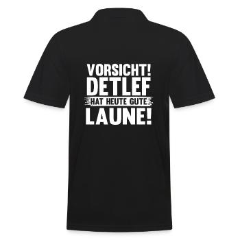 Vorname Detlef - Männer Poloshirt - Schwarz - Hinten - Kai (181cm)