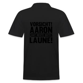 First name Aaron - Men's Polo Shirt - black - Back - Kai (181cm)