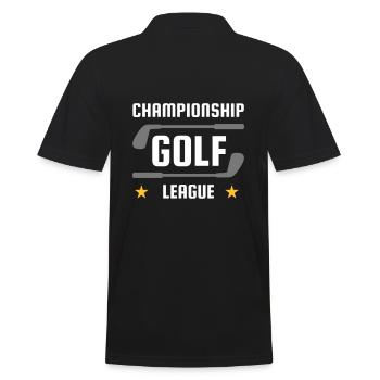 Championship golf league (Golfschläger, Sterne) - Männer Poloshirt - Schwarz - Hinten - Kai (181cm)