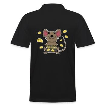 Funny mouse with cheese - Men's Polo Shirt - black - Back - Kai (181cm)