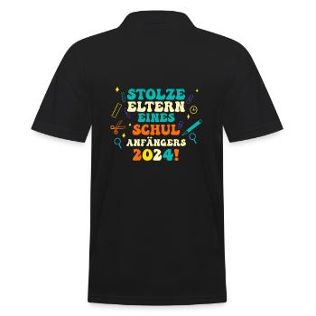 Eltern Schulkind Grundschule Erste Klasse Einschul - Männer Poloshirt - Schwarz - Hinten - Kai (181cm)