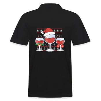 Wein Glühwein Weinglas Weihnachts - Männer Poloshirt - Schwarz - Hinten - Kai (181cm)