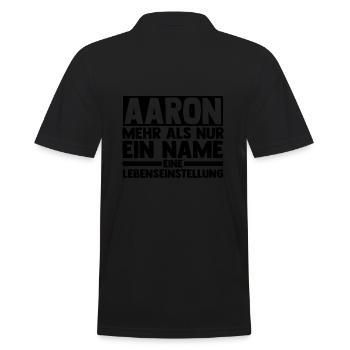 Vorname Aaron - Männer Poloshirt - Schwarz - Hinten - Kai (181cm)
