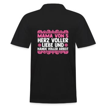 Mom of 5 children - Men's Polo Shirt - black - Back - Kai (181cm)