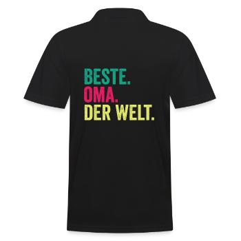 Großmutter Oma - Männer Poloshirt - Schwarz - Hinten - Kai (181cm)