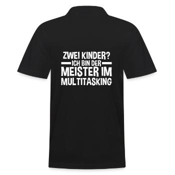 Dad of 2 children - Men's Polo Shirt - black - Back - Kai (181cm)