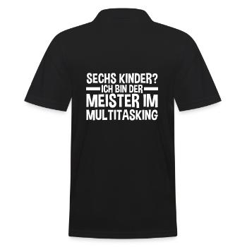 Dad of 6 children - Men's Polo Shirt - black - Back - Kai (181cm)