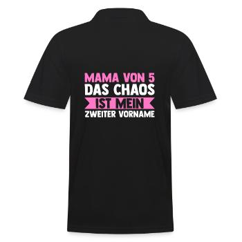 Mom of 5 children - Men's Polo Shirt - black - Back - Kai (181cm)