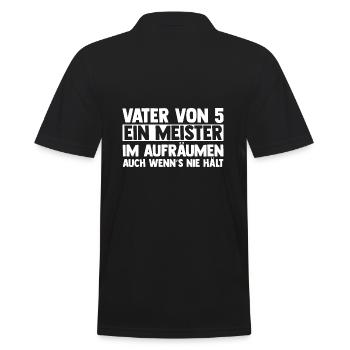 Dad of 5 children - Men's Polo Shirt - black - Back - Kai (181cm)
