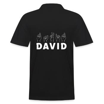 Sign Language David - Men's Polo Shirt - black - Back - Kai (181cm)