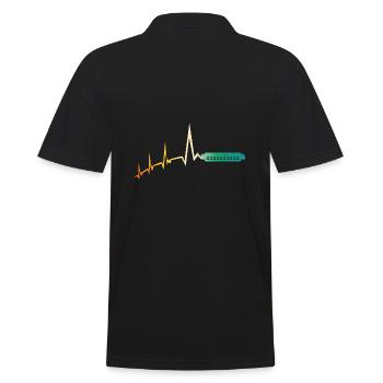 Harmonika Herzschlag Mundharmonika - Männer Poloshirt - Schwarz - Hinten - Kai (181cm)