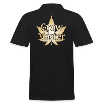Grow Master - Cannabis - Marijuana - Marihuana - Männer Poloshirt - Schwarz - Hinten - Kai (181cm)
