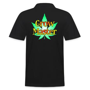 Grow Master - Cannabis - Marijuana - Marihuana - Männer Poloshirt - Schwarz - Hinten - Kai (181cm)