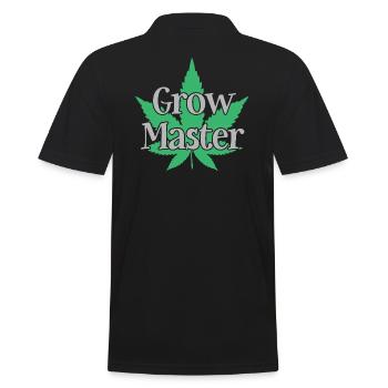 Grow Master - Cannabis - Marijuana - Marihuana - Männer Poloshirt - Schwarz - Hinten - Kai (181cm)