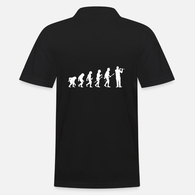 Flötist Evolution Querflöte - Männer Poloshirt - Schwarz
