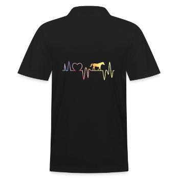 Reiten Herzschlag Pferd - Männer Poloshirt - Schwarz - Hinten - Kai (181cm)