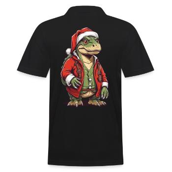 Weihnachten T-Rex Weihnachtsmann Spaß - Männer Poloshirt - Schwarz - Hinten - Kai (181cm)