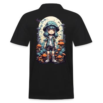 Aventure psychédélique Anime Forêt Champignon Design - Polo Homme - noir - Dos - Kai (181cm)