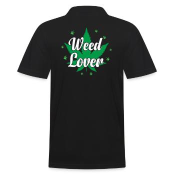 Weed Lover - Cannabis Lover - Marihuana Lover - Männer Poloshirt - Schwarz - Hinten - Kai (181cm)