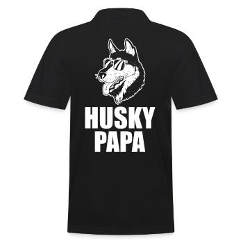Dog Husky Papa - Men's Polo Shirt - black - Back - Kai (181cm)