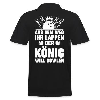 König Bowler Bowlen Kegeln Bowling - Männer Poloshirt - Schwarz - Hinten - Kai (181cm)