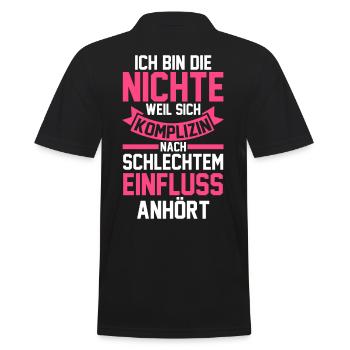 Nichte - Männer Poloshirt - Schwarz - Hinten - Kai (181cm)