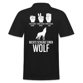Tier Waldtier Wolf - Männer Poloshirt - Schwarz - Hinten - Kai (181cm)