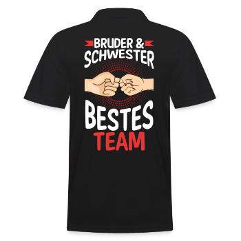 Geschwister Bruder und Schwester - Männer Poloshirt - Schwarz - Hinten - Kai (181cm)