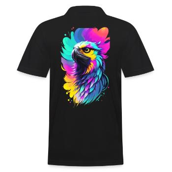 Bunter Adler im Splash Art Stil - Männer Poloshirt - Schwarz - Hinten - Kai (181cm)