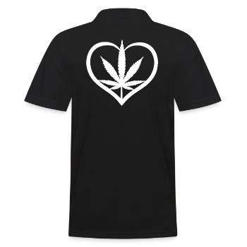 Herz mit Cannabisblatt - Weed - Marihuana - Hanf - Männer Poloshirt - Schwarz - Hinten - Kai (181cm)