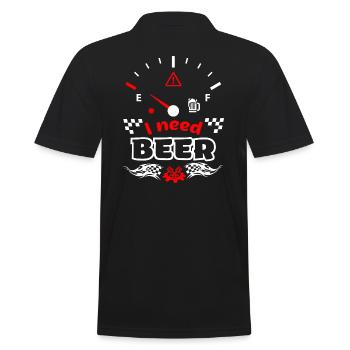 Beer fuel gauge saying- I need beer - Men's Polo Shirt - black - Back - Kai (181cm)