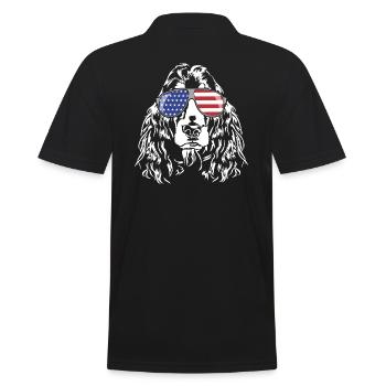 COCKER SPANIEL America Flag Glasses Dogs Wilsigns - Men's Polo Shirt - black - Back - Kai (181cm)