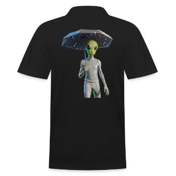 Alien with umbrella - Men's Polo Shirt - black - Back - Kai (181cm)