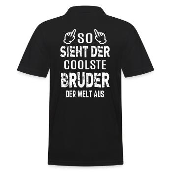 Cooler Bruder, Coolster Bruder, Bester Bruder Welt - Männer Poloshirt - Schwarz - Hinten - Kai (181cm)