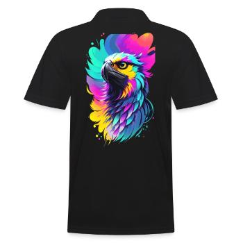 Bunter Adler im Splash Art Stil - Männer Poloshirt - Schwarz - Hinten - Kai (181cm)