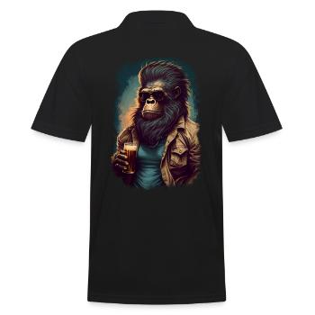 cool gorilla with sunglasses and beer - Men's Polo Shirt - black - Back - Kai (181cm)