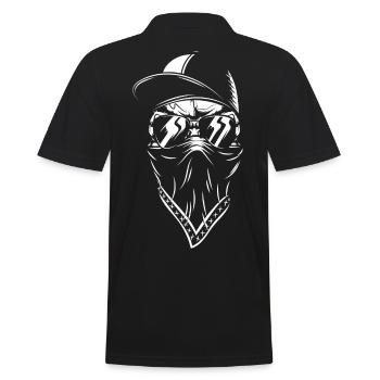 totenkopf 08 gaming hip hop gangster fighter thug - Männer Poloshirt - Schwarz - Hinten - Kai (181cm)