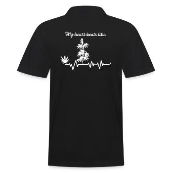 My heart beats like - Männer Poloshirt - Schwarz - Hinten - Kai (181cm)