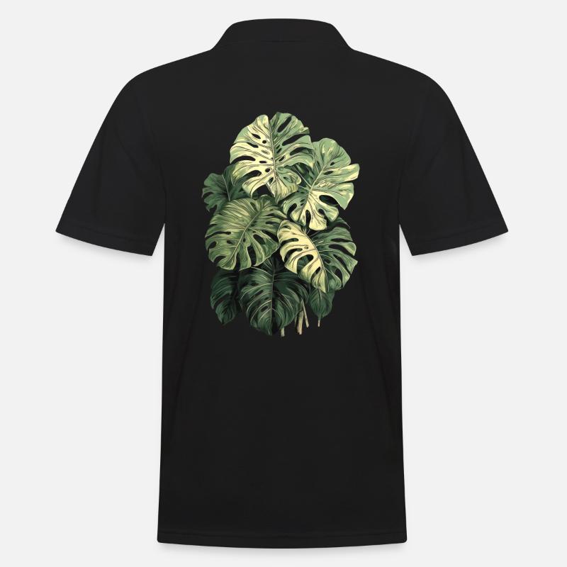 Große Monstera Variegata - Pflanzen Sammler - Männer Poloshirt - Schwarz