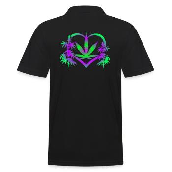 Heart of Cannabis - Männer Poloshirt - Schwarz - Hinten - Kai (181cm)