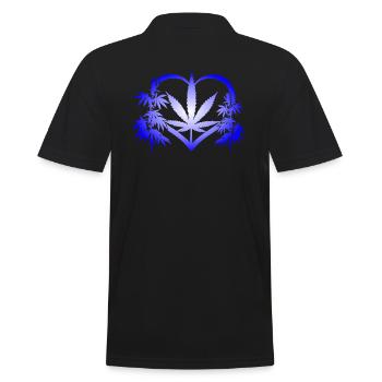 Heart of Cannabis - Männer Poloshirt - Schwarz - Hinten - Kai (181cm)