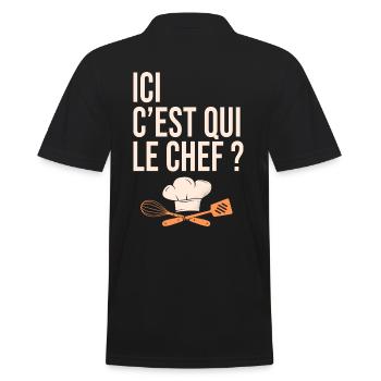cuisine c est qui le chef humour cuisinier - Polo Homme - noir - Dos - Kai (181cm)