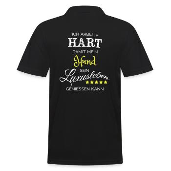 Ich arbeite hart - Hund - Männer Poloshirt - Schwarz - Hinten - Kai (181cm)