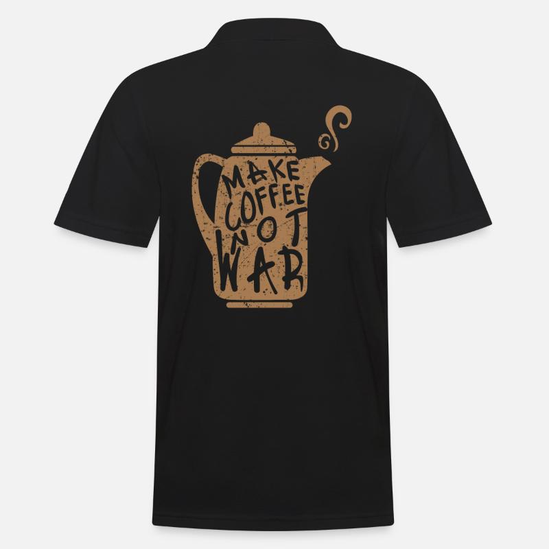Make coffee not war - Männer Poloshirt - Schwarz