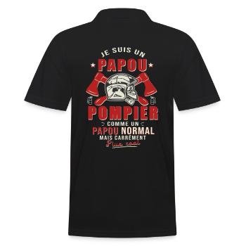 papou pompier cadeau humour sapeurs pompiers - Polo Homme - noir - Dos - Kai (181cm)