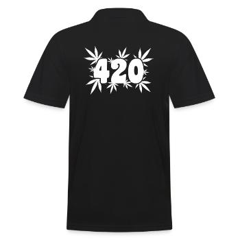 420 Leaf Vibes - Cannabis - Weed - Marihuana - Männer Poloshirt - Schwarz - Hinten - Kai (181cm)